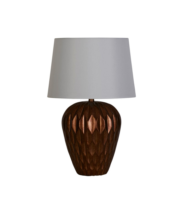 Rosetta 1 Light Table Lamp Bronze Resin and White Linen Shade-2