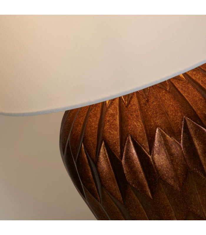 Rosetta 1 Light Table Lamp Bronze Resin and White Linen Shade-3