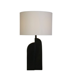 Perth 1 Light Table Lamp Matt Black Resin & White Linen Shade-1