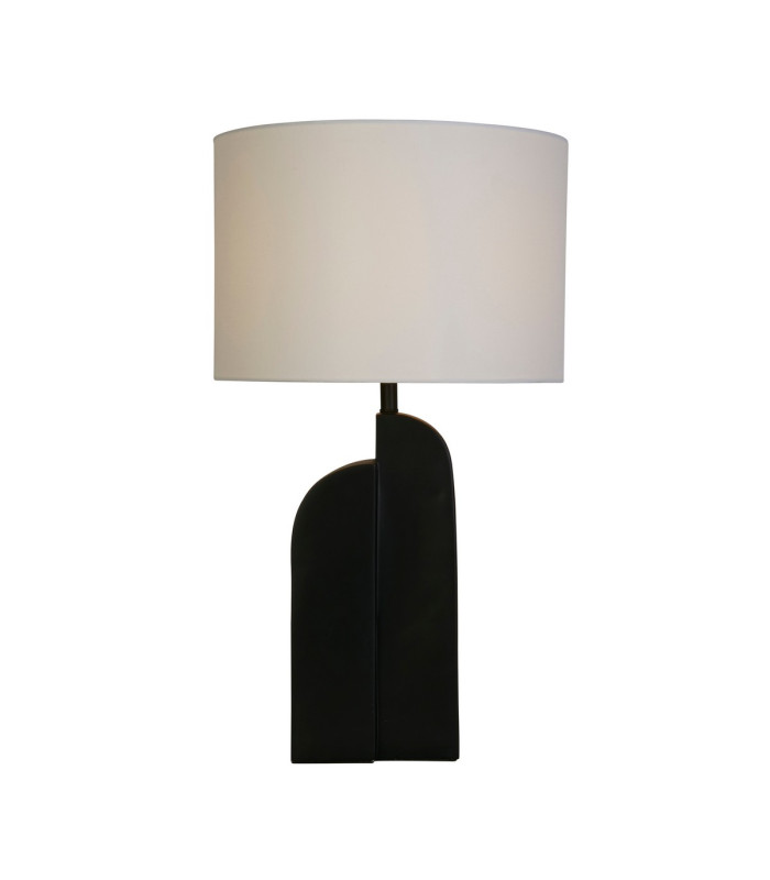 Perth 1 Light Table Lamp Matt Black Resin & White Linen Shade-1