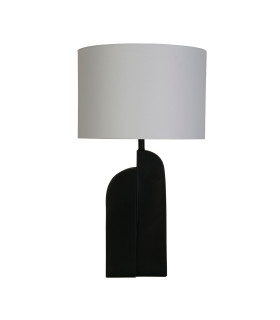 Perth 1 Light Table Lamp Matt Black Resin & White Linen Shade-2