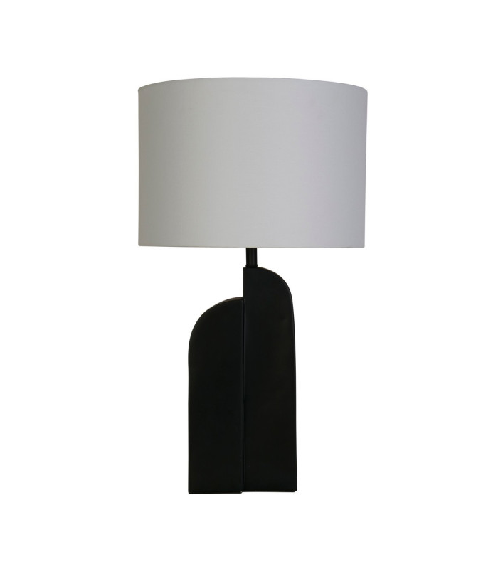 Perth 1 Light Table Lamp Matt Black Resin & White Linen Shade-2