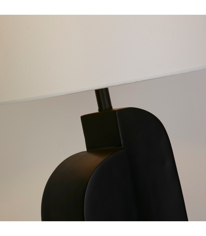 Perth 1 Light Table Lamp Matt Black Resin & White Linen Shade-3