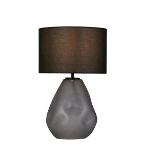 Devon 1 Light Table Lamp Black Punched Glass with Black Linen-1