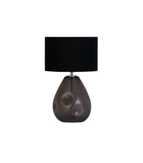 Devon 1 Light Table Lamp Black Punched Glass with Black Linen-2