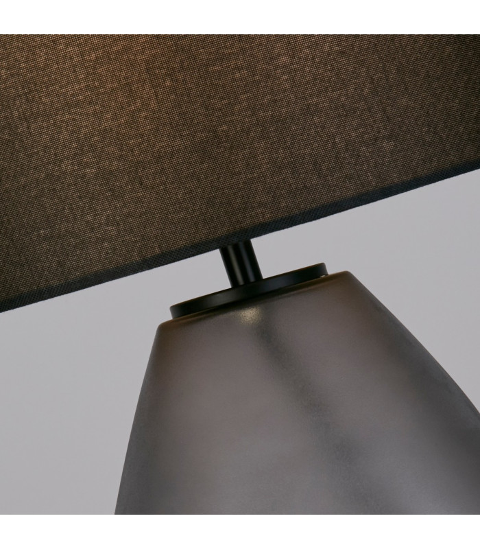 Devon 1 Light Table Lamp Black Punched Glass with Black Linen-3