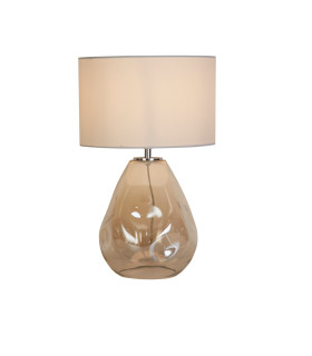 Devon 1 Light Table Lamp Champagne Punched Glass with Off White-1
