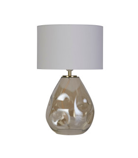 Devon 1 Light Table Lamp Champagne Punched Glass with Off White-2