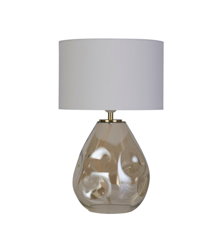 Devon 1 Light Table Lamp Champagne Punched Glass with Off White-2