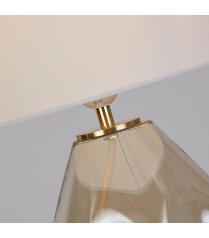 Devon 1 Light Table Lamp Champagne Punched Glass with Off White-3