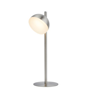 Tully Table Lamp Satin Silver Metal & Frosted Shade