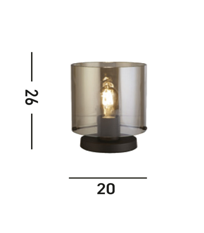 Sweden 1 Light Table Lamp Matt Black Metal with Smoked Ombre Gl-4