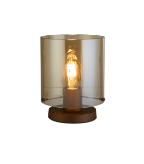Sweden 1 Light Table Lamp Mocha Metal with Amber Glass-1