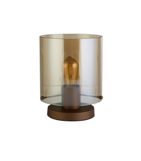 Sweden 1 Light Table Lamp Mocha Metal with Amber Glass-2