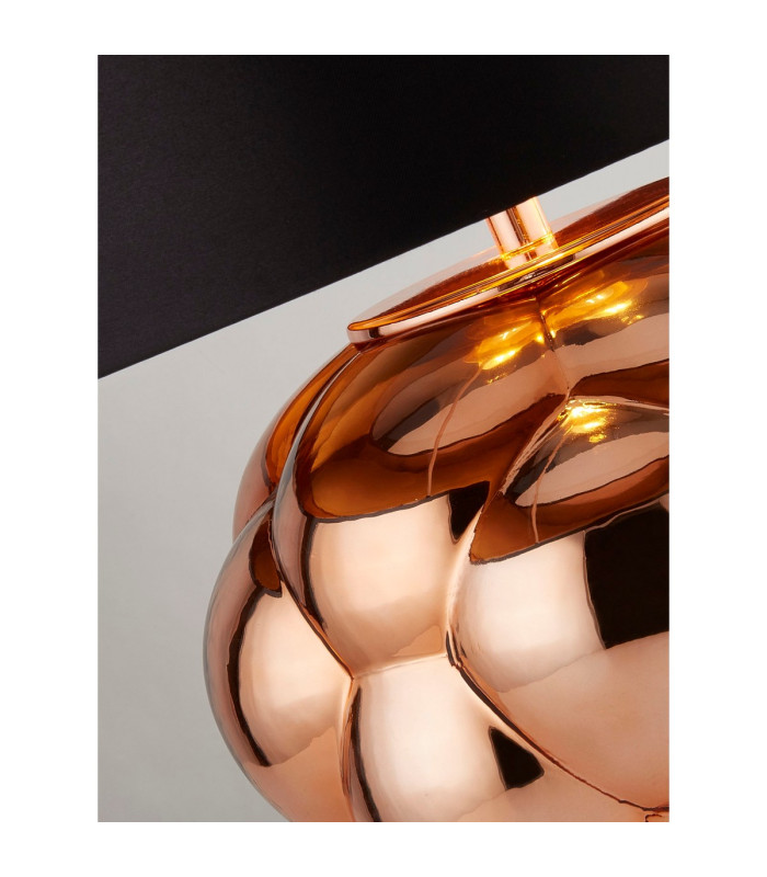 Fizz Table Lamp Copper Glass & Black FauSilk Shade-3