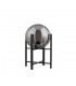 1 Light Matt Black Table Lamp Round Smokey Glass Shade - 1
