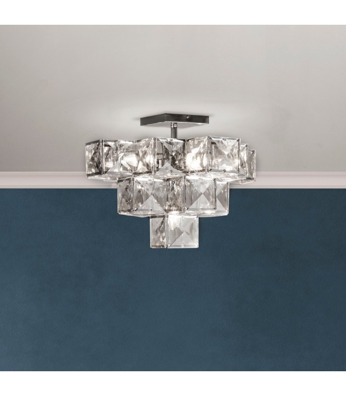 5 Light Acryclic Semi Flush Ceiling Light - Chrome - 3