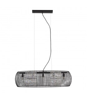 5 Light Black Oval Ceiling Pendant with Crystal Glass Panels - 2