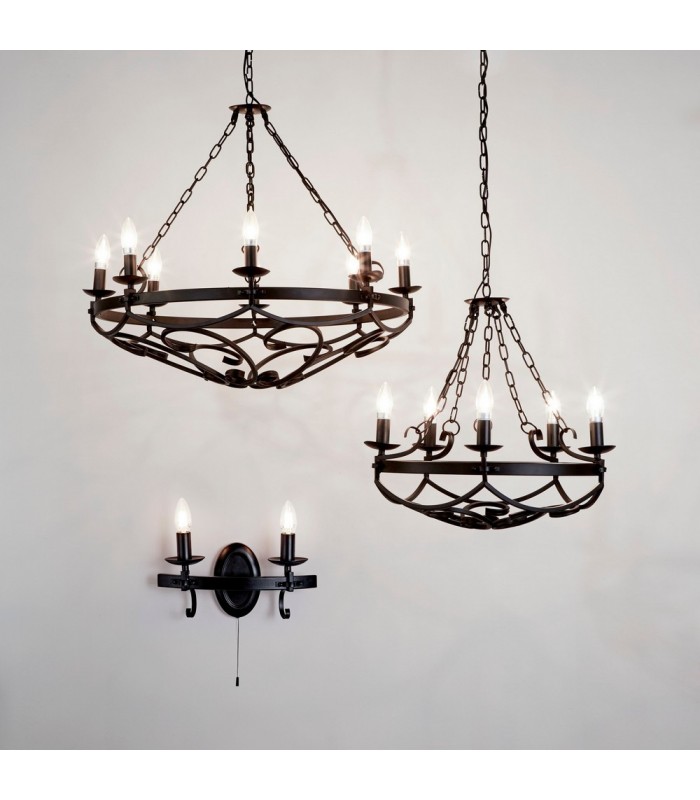 5 Light Cylindrical Candle Chain Ceiling Pendant - Black - 3