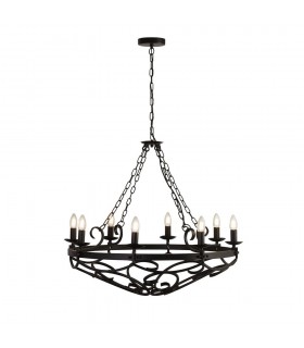 8 Light Cylindrical Candle Chain Ceiling Pendant - Black - 1