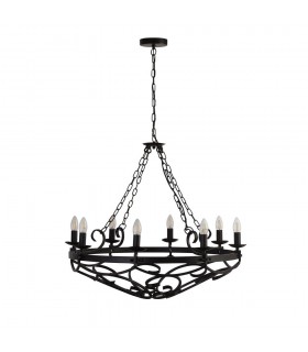 8 Light Cylindrical Candle Chain Ceiling Pendant - Black - 2