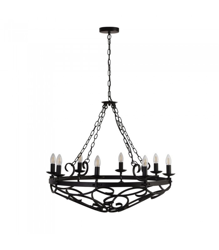 8 Light Cylindrical Candle Chain Ceiling Pendant - Black - 2