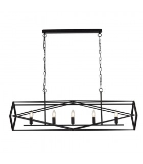 5 Light Black Candle Ceiling Pendant - 1