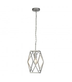 1 Light Satin Silver Cage Ceiling Pendant Lamp - 1