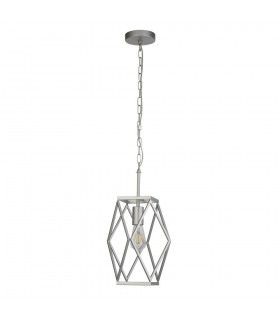 1 Light Satin Silver Cage Ceiling Pendant Lamp - 2