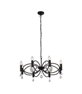8 Light Ceiling Pendant - Black with Crystal Glass Detail - 1