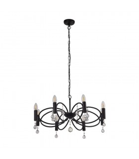 8 Light Ceiling Pendant - Black with Crystal Glass Detail - 2