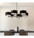 6 Light Chrome Ceiling Pendant with Black Shades, Silver Inner - 3