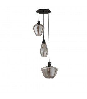 3 Light Cluster Drop Ceiling Pendant Smoked Glass - 2
