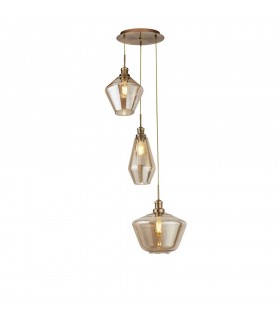 3 Light Cluster Drop Ceiling Pendant Champagne Glass - 1