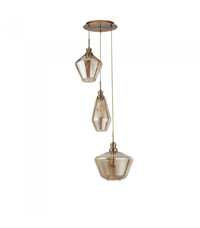 3 Light Cluster Drop Ceiling Pendant Champagne Glass - 2