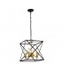 4 Light Black Frame Ceiling Pendant with Gold Inner Detail - 1