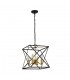 4 Light Black Frame Ceiling Pendant with Gold Inner Detail - 2