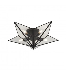 Flush Fitting 5 Light - Black with Clear Glass Panels - 1