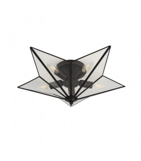 Flush Fitting 5 Light - Black with Clear Glass Panels - 2