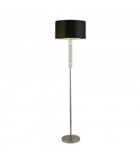 Chrome, Glass Lamp with Black Shade Silver Inner - 1