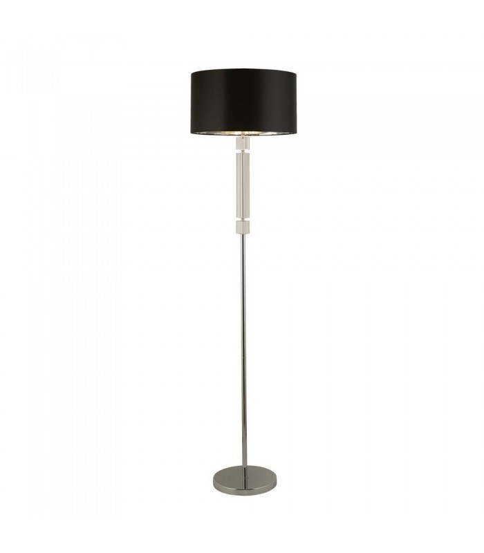 Chrome, Glass Lamp with Black Shade Silver Inner - 1