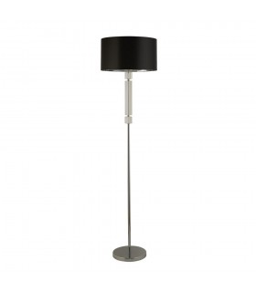 Chrome, Glass Lamp with Black Shade Silver Inner - 2
