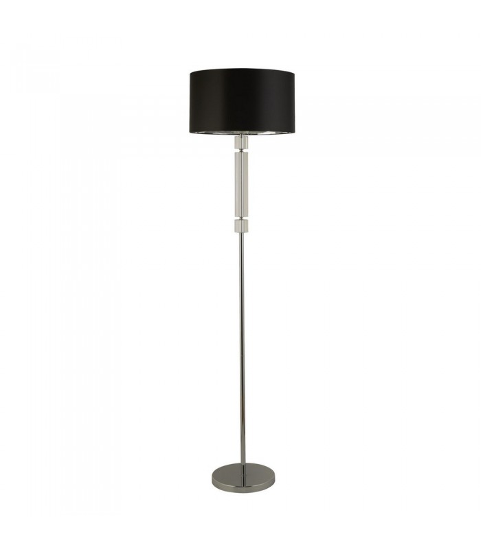 Chrome, Glass Lamp with Black Shade Silver Inner - 2