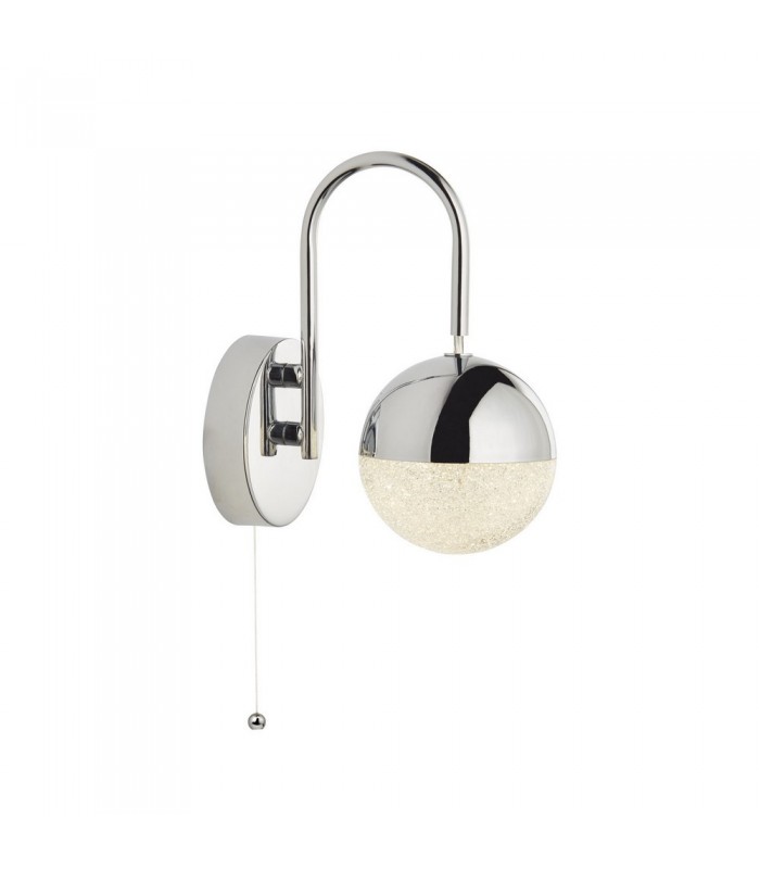 Wall Light with Pull Switch - Chrome with Crystal Sand - 1