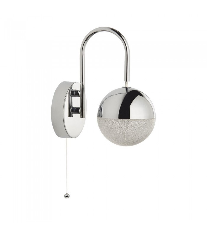 Wall Light with Pull Switch - Chrome with Crystal Sand - 2