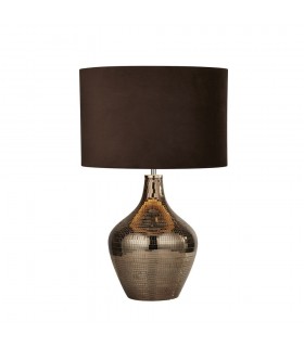 Table Lamp Smoked Mosaic Brown Suede Shade - 1