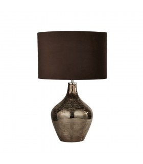 Table Lamp Smoked Mosaic Brown Suede Shade - 2