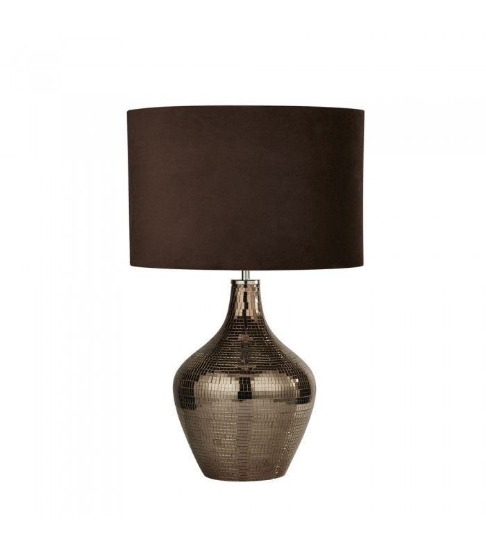 Table Lamp Smoked Mosaic Brown Suede Shade - 2