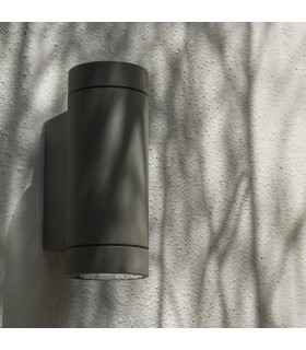 Twin Up Down LED Outdoor Wall Light Textured Grey IP54 8.1W - 2