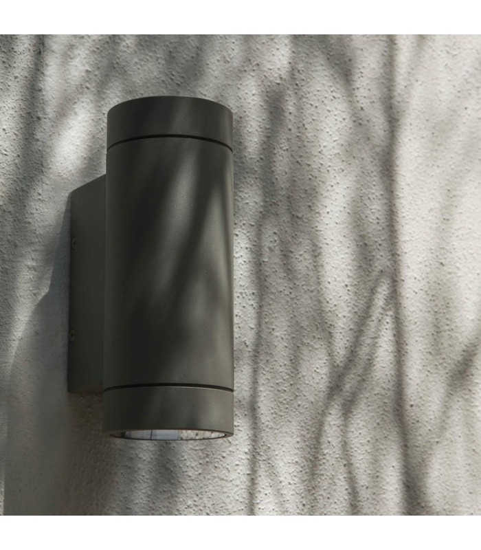 Twin Up Down LED Outdoor Wall Light Textured Grey IP54 8.1W - 2